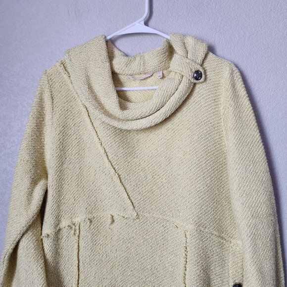 SOFT SURROUNDINGS Butter Yellow Knit Asymmetrical Cowl Neck Pullover Sweater L - Picture 6 of 7